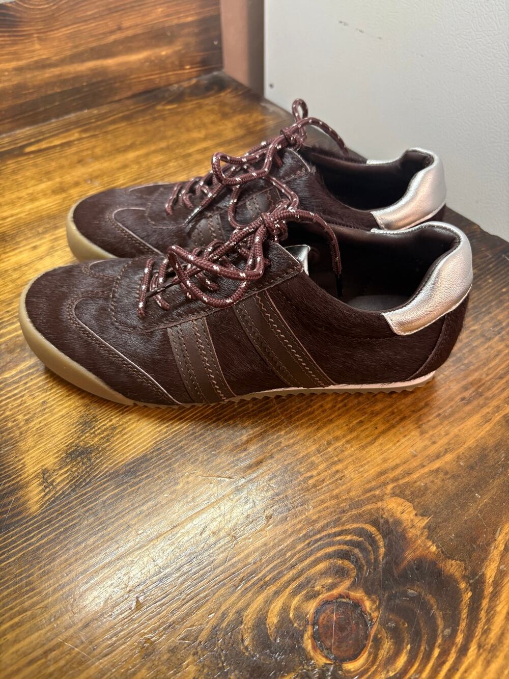 Mint Velvet Brown Calf Hair Sneakers Girls Size 3